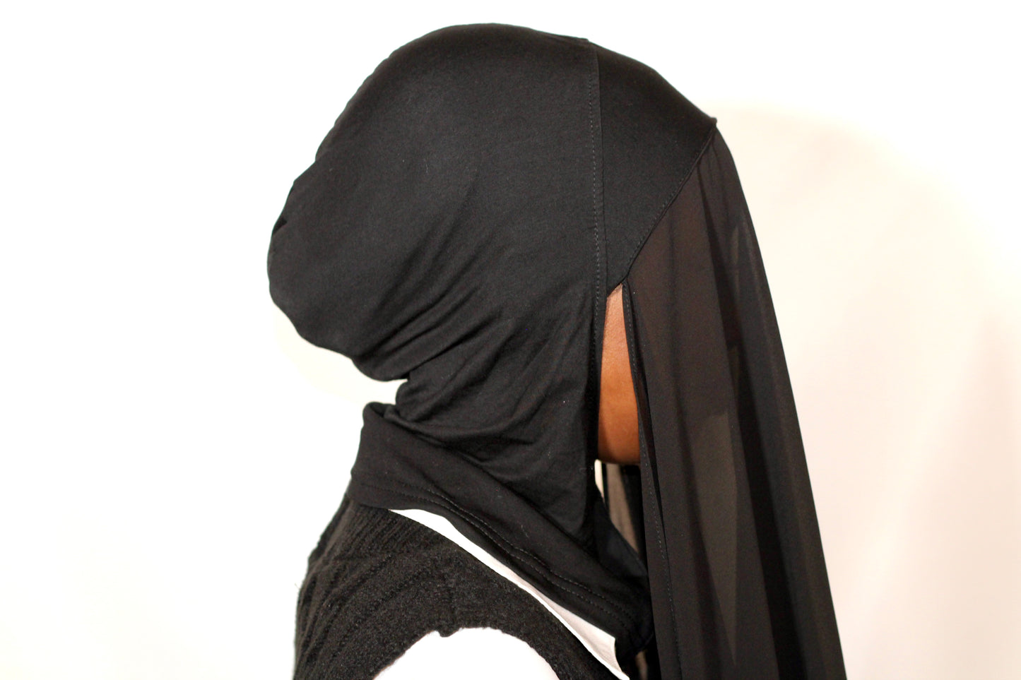 Instant Chiffon Full Neck Cover (Black)